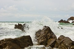 Waves breaking on the Cornish rocks