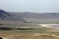 Ngorongoro crater showing the Western descent road at the back