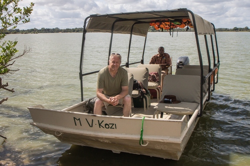 Chris Dunford on a Boat on the Rufiji River