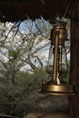 These beautiful brass oil lamps are used as a backup if the power should fail