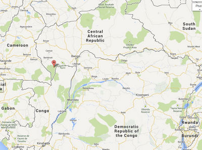 Map of Central Africa Safari Parks showing Dzanga Bai