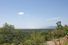 Looking South along the Great Rift valley escarpment with Lake Manyara in the distance