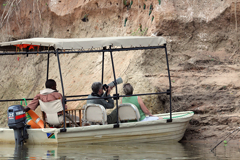 Boat trips are wonderful relaxing experiences as you glide along, especially going downstream with the engine muted. You get a different way to see animals, often close up and at a low camera level which is great for photography. There are a lot of different waterside birds that are most easily photographed from a boat. Selous in Tanzania is good for this