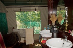 Well equipped bathroom area of the tent. The Loo and shower were behind it